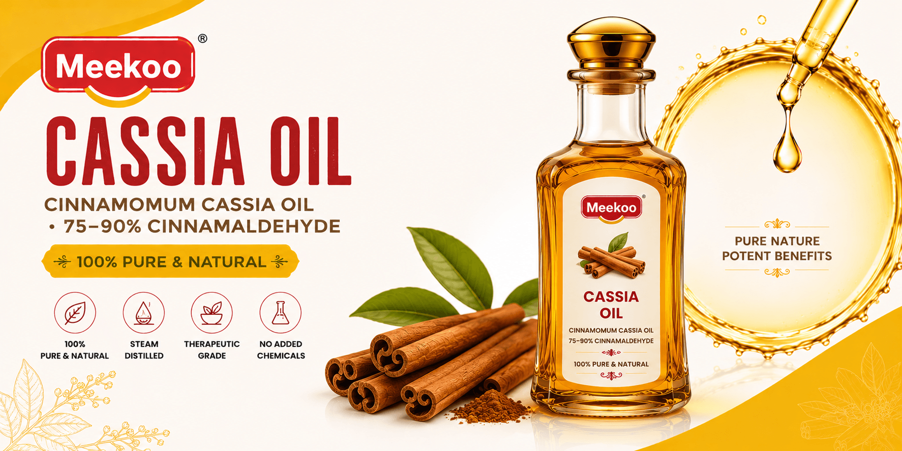 Cassia Oil (Cinnamomum cassia Oil · 75–90% Cinnamaldehyde) — Yumi One organic