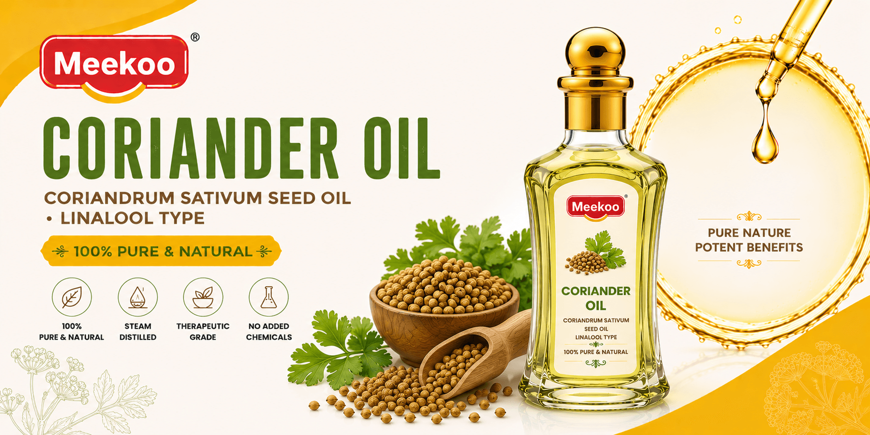Coriander Oil (Coriandrum sativum Seed Oil · Linalool Type) — Yumi One organic