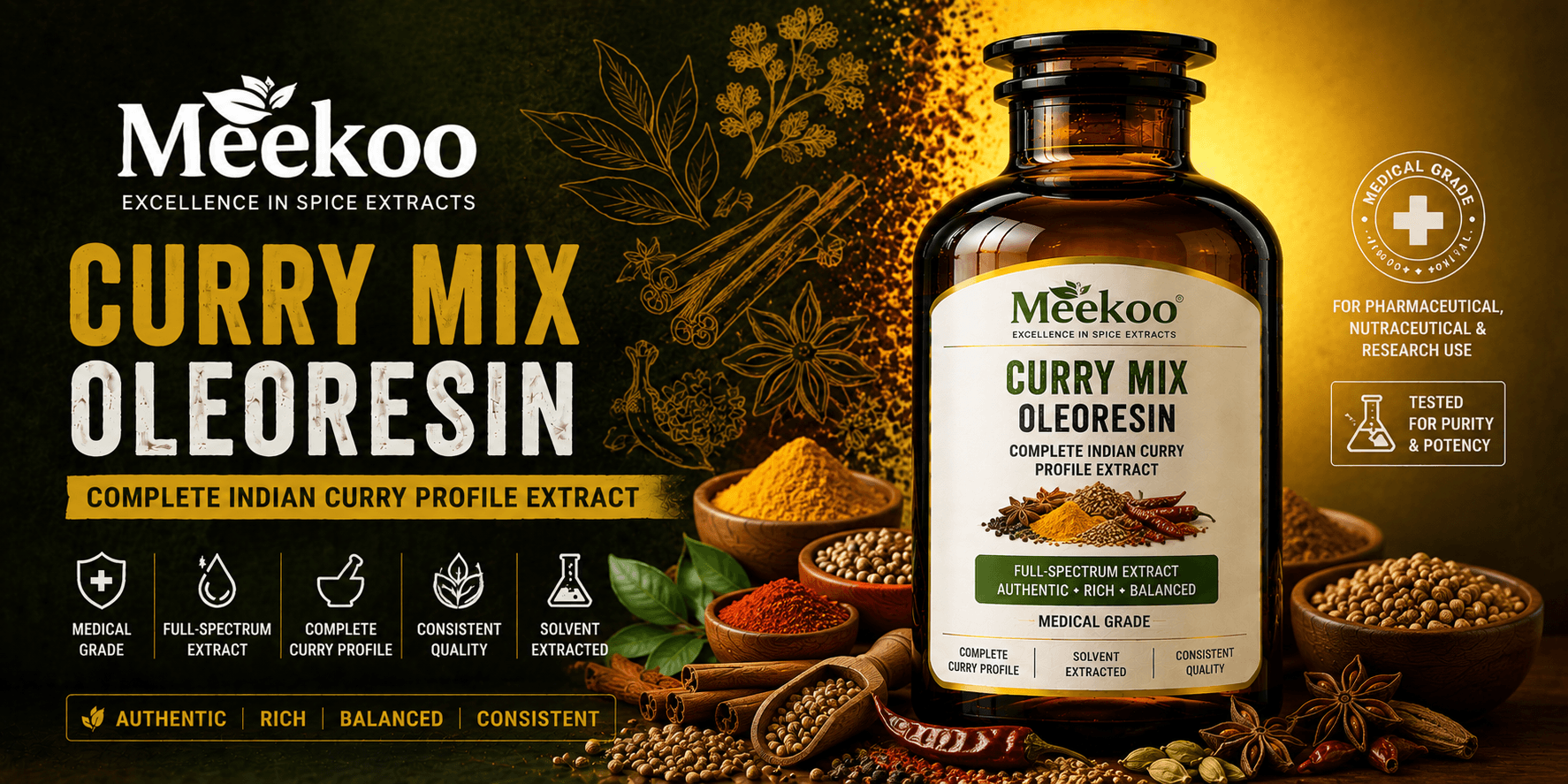 Curry Mix Oleoresin (Complete Indian Curry Profile Extract) — Yumi One organic