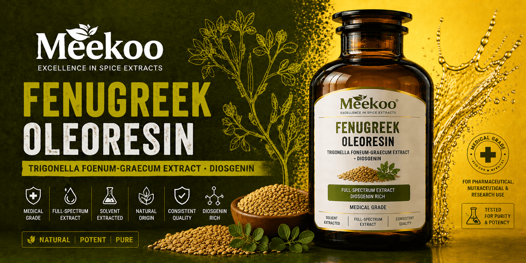 Fenugreek Oleoresin (Trigonella foenum-graecum Extract · Diosgenin) — Yumi One organic