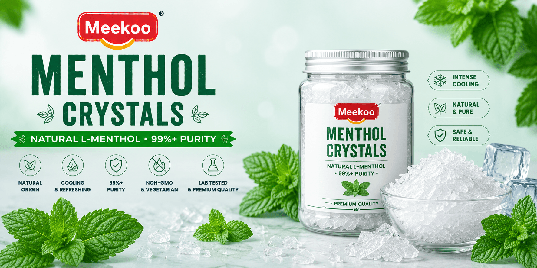 Menthol Crystals (Natural L-Menthol · 99%+ Purity) — Yumi One organic