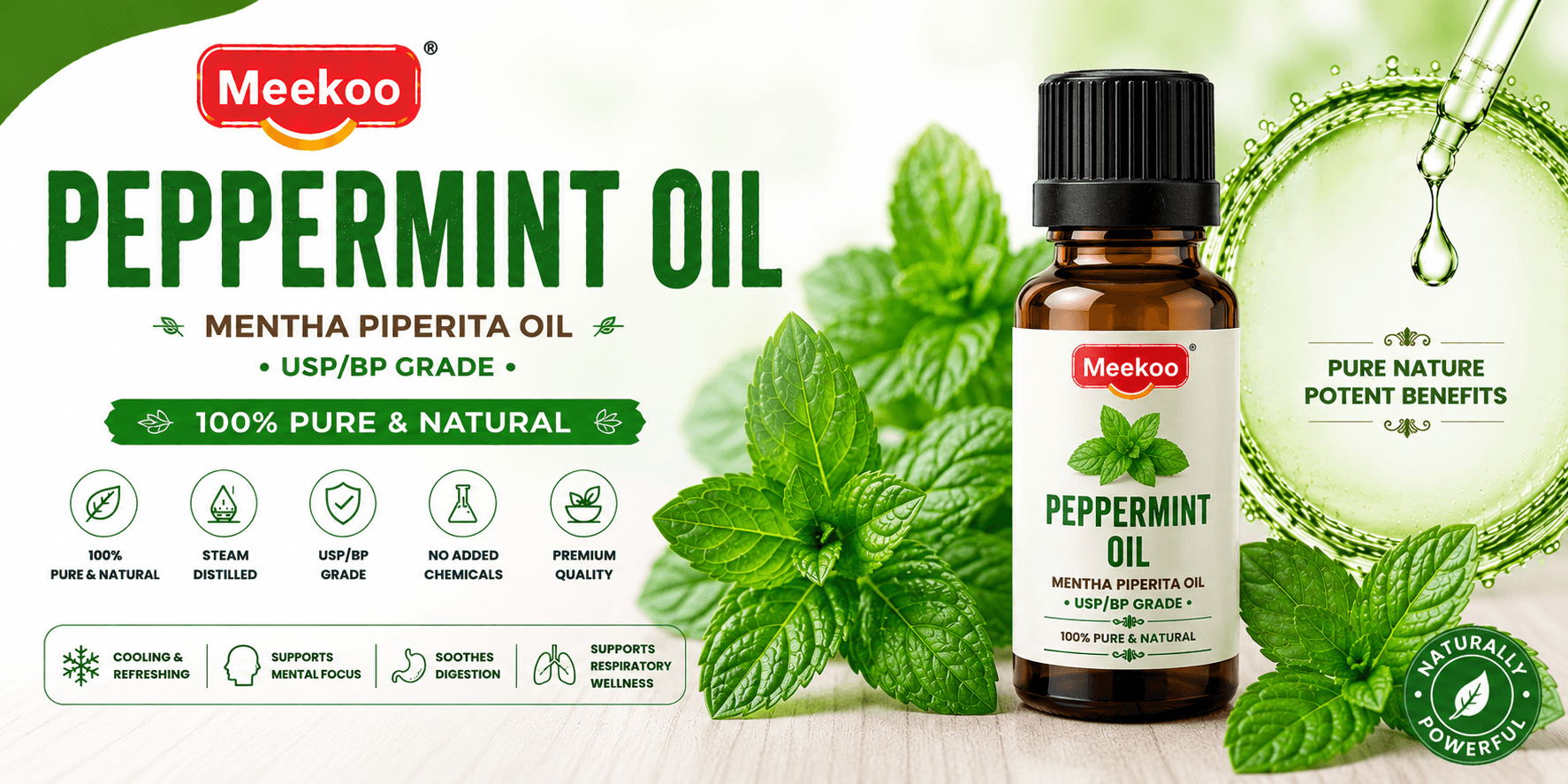 Peppermint Oil (Mentha piperita Oil · USP/BP Grade) — Yumi One organic