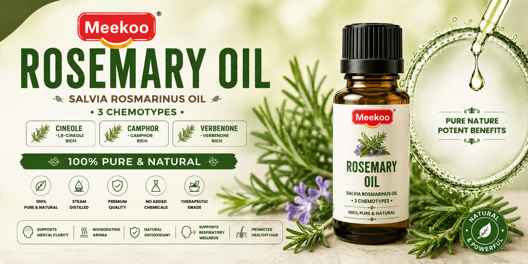 Rosemary Oil (Salvia rosmarinus Oil · 3 Chemotypes) — Yumi One organic