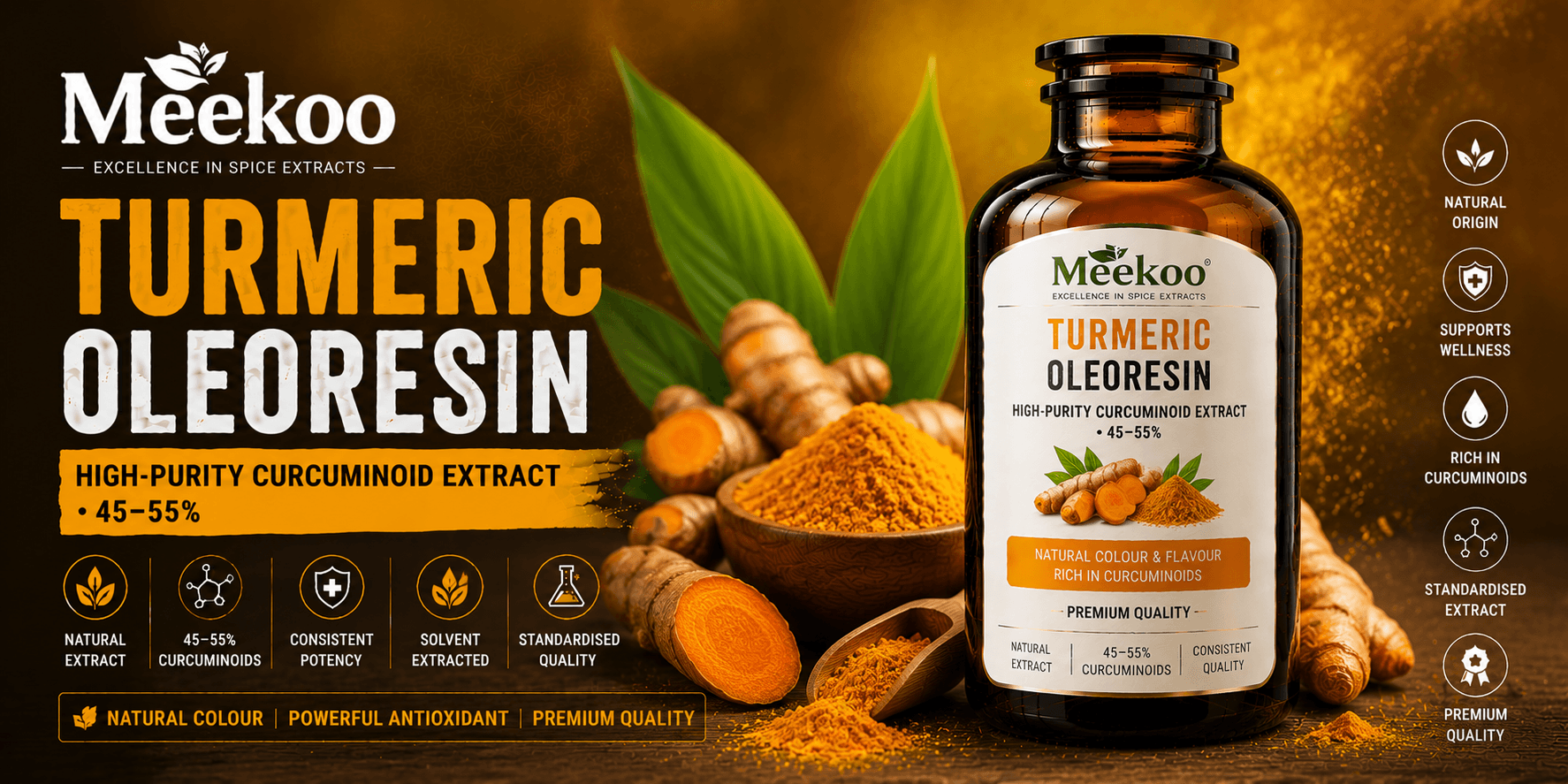 Turmeric Oleoresin (High-Purity Curcuminoid Extract · 45–55%) — Yumi One organic
